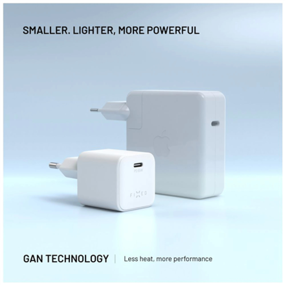 Fixed Mini GaN power adapter with USB-C output and PD support, 65W