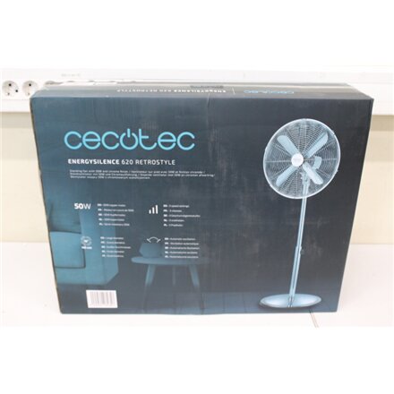 SALE OUT. Cecotec EnergySilence 620 Retrostyle stand fan , Cecotec EnergySilence 620 Retrostyle , Stand Fan , DAMAGED PACKAGING, SCRATCHED FAN STAND BOTTOM , Diameter 40 cm , Number of speeds 3 , Oscillation , 50 W