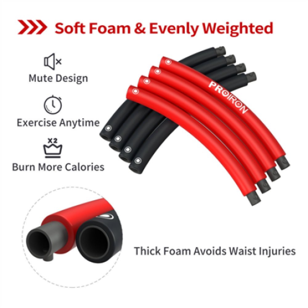 PROIRON Fitness Hula Hoop 73 - 98 cm wide Black/Red