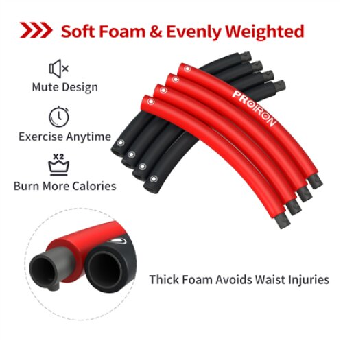 PROIRON Fitness Hula Hoop 73 - 98 cm wide Black/Red