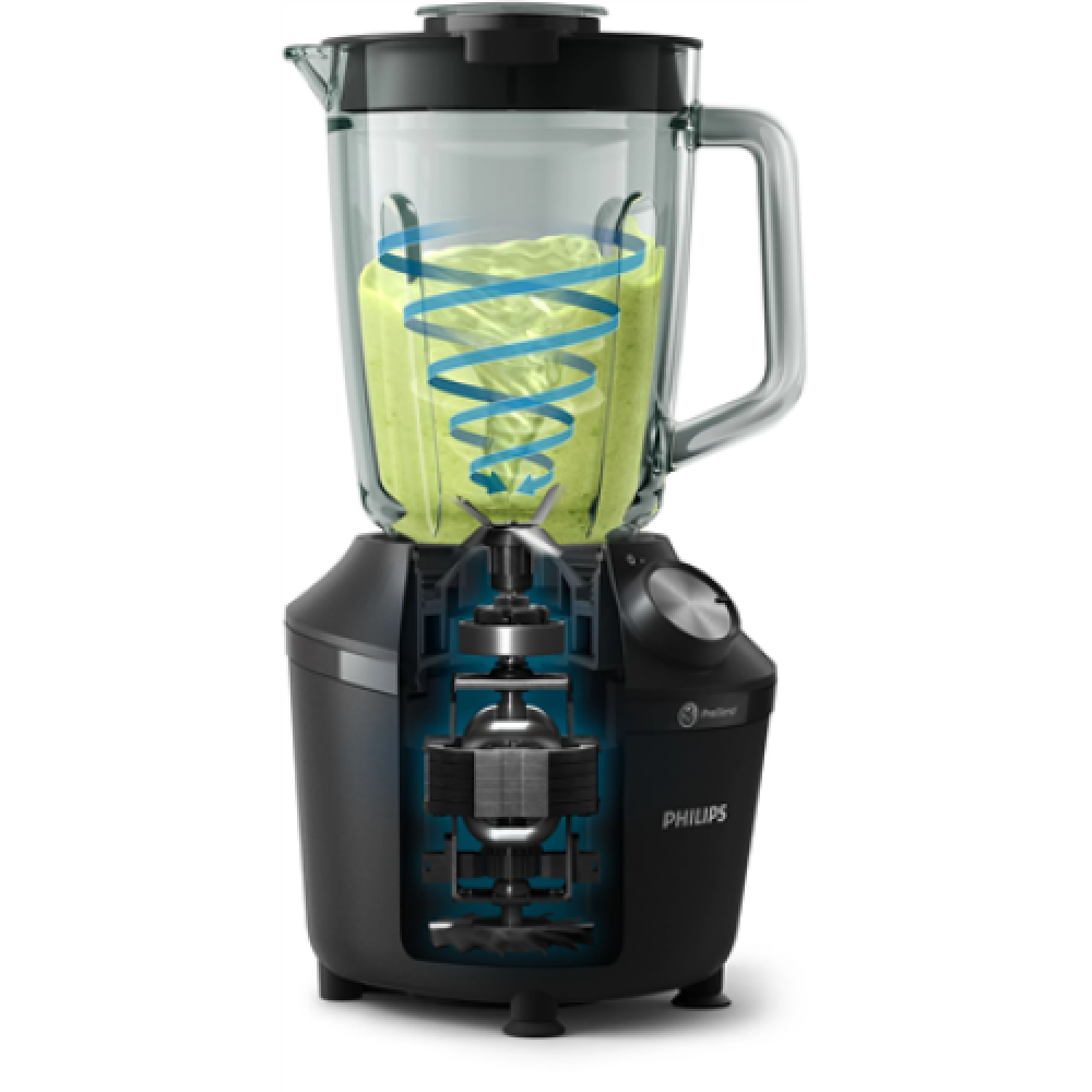 Philips Blender , HR2291/01 3000 Series , Tabletop , 600 W , Jar material Glass , Jar capacity 2 L , Ice crushing , Black