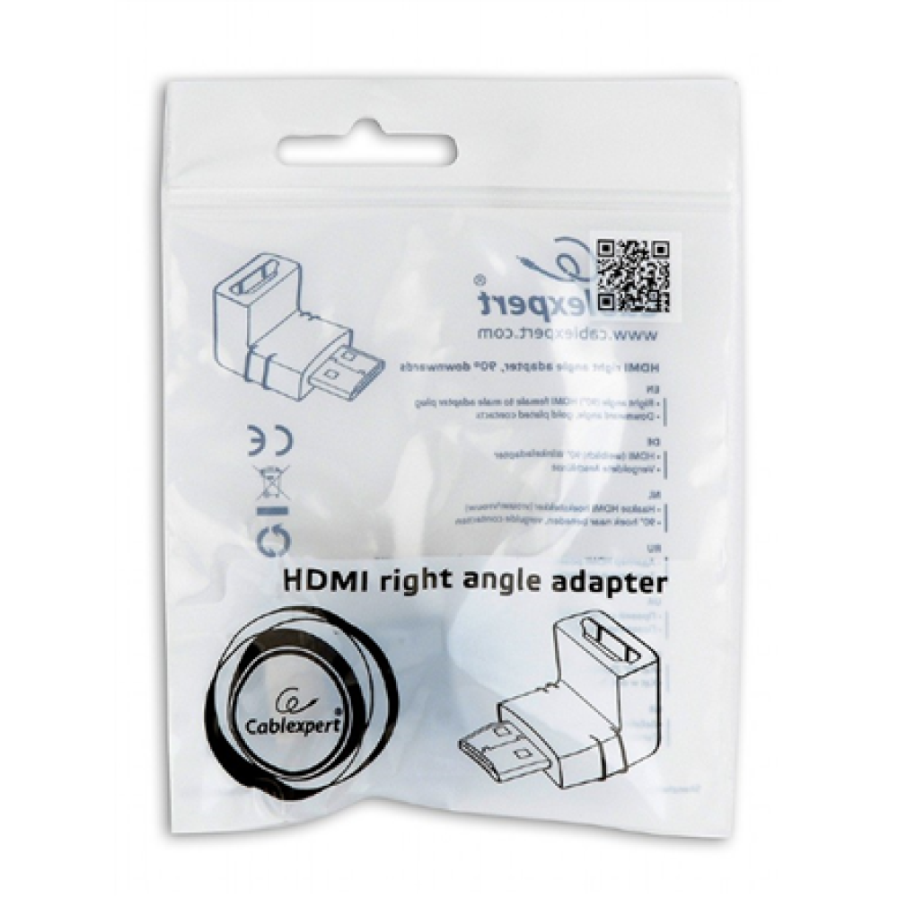 Cablexpert HDMI right angle adapter, 90° downwards , Cablexpert