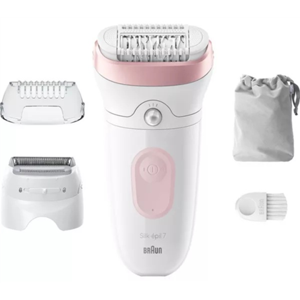 Braun Epilator , SE7030 Silk-épil Series 7 , Operating time (max) 40 min , Number of power levels 2 , Wet & Dry , White/Pink