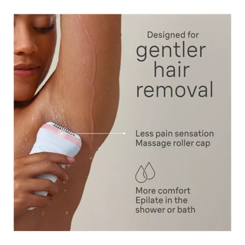 Braun Epilator , SE7030 Silk-épil Series 7 , Operating time (max) 40 min , Number of power levels 2 , Wet & Dry , White/Pink