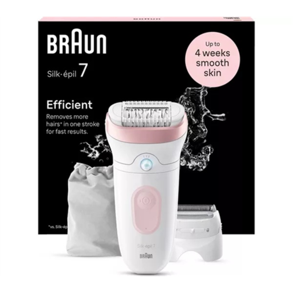 Braun Epilator , SE7030 Silk-épil Series 7 , Operating time (max) 40 min , Number of power levels 2 , Wet & Dry , White/Pink