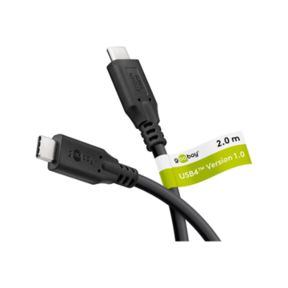 Goobay USB-C™ Cable, USB4™, 100 W, 20 Gbit/s, Power Delivery, 2 m, Black , Goobay