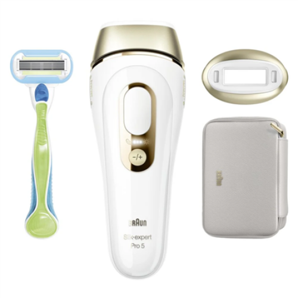 Braun Silk-expert Pro 5 Epilator , PL5052 , Bulb lifetime (flashes) 400.000 , Number of power levels 10 , White/Gold