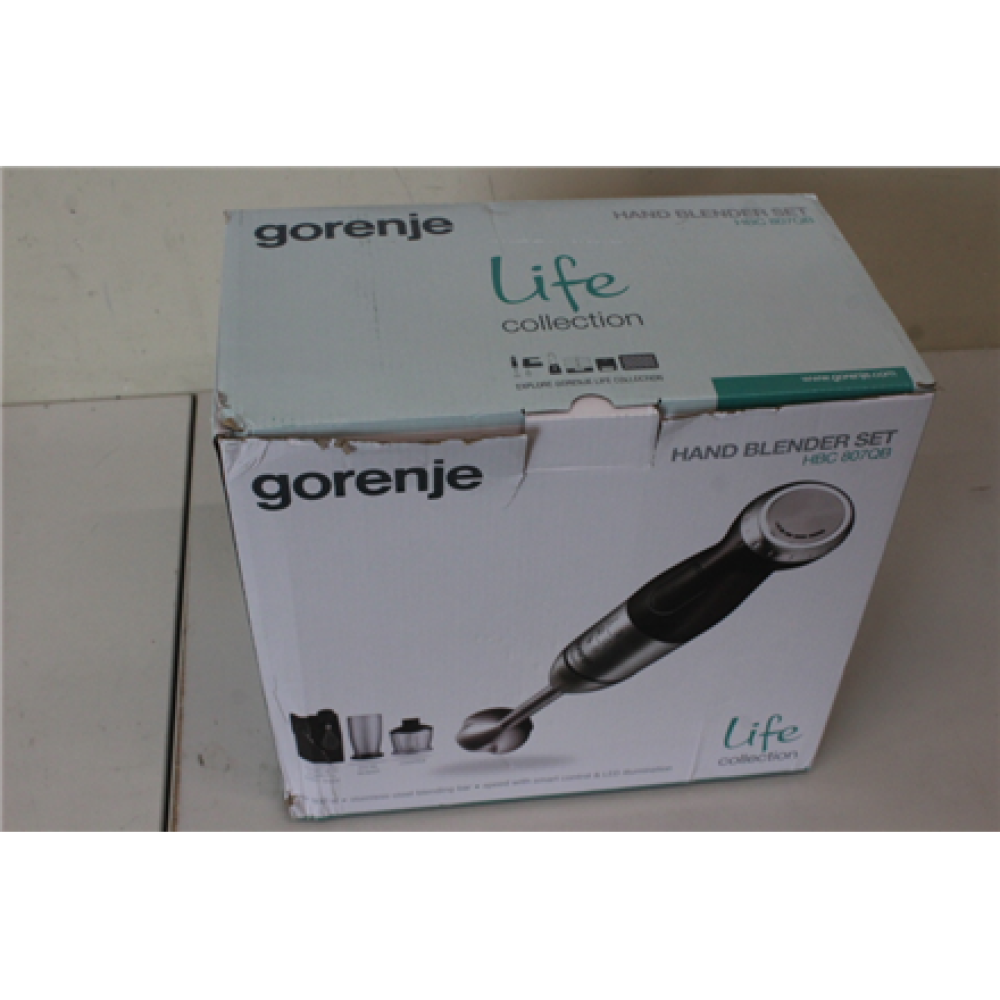 SALE OUT. Gorenje HBC807QB Blender, Hand, Power 800 W, Black , Gorenje Blender , HBC807QB , Hand Blender , 800 W , Number of speeds Variable , Chopper , Black , DAMAGED PACKAGING