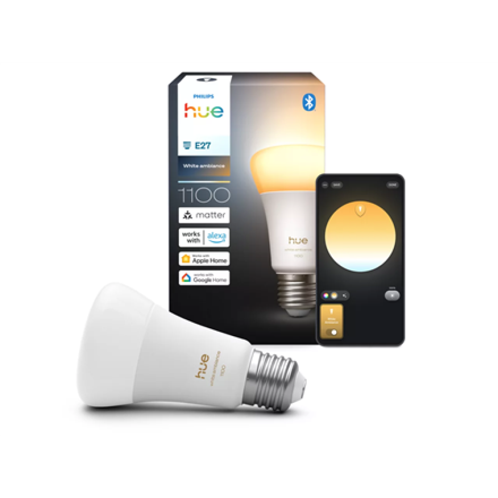 Philips Hue WA 1100 A60 1P EU , E27 , 8.1 W , Warm to cool white light , Bluetooth and Zigbee