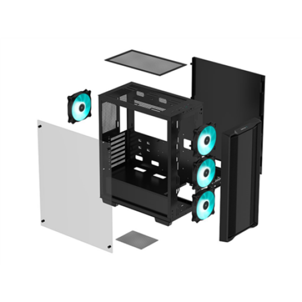 Deepcool MID TOWER CASE (with four LED fans of Marrs Green) CC560 Side window Black Mid-Tower Power supply included No
