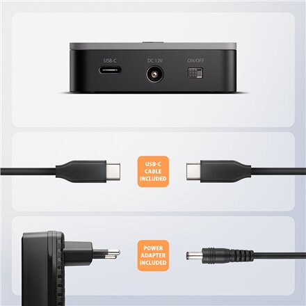 AXAGON , USB-C 20Gbps docking station for 2× M.2 NVMe SSD with disk cloning function without PC , ADSA-M2C22L
