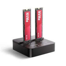 AXAGON , USB-C 20Gbps docking station for 2× M.2 NVMe SSD with disk cloning function without PC , ADSA-M2C22L