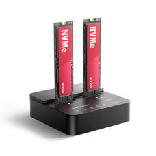 AXAGON , USB-C 20Gbps docking station for 2× M.2 NVMe SSD with disk cloning function without PC , ADSA-M2C22L