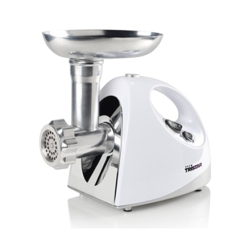 Tristar , VM-4210 Meat Grinder , White , 3 Stainless steel grinding plates, Aluminum grinder head, Aluminum hopper tray, Sausage stuffer, Kubbe attachment, Sausage accessory, Stainless steel blade