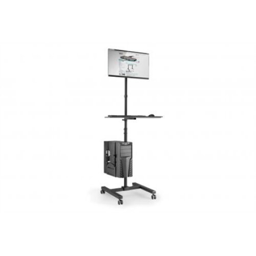 Mobile workstation with individual height adjustment , DA-90374 , Monitor Mount, PC Holder , 17-32 , Black
