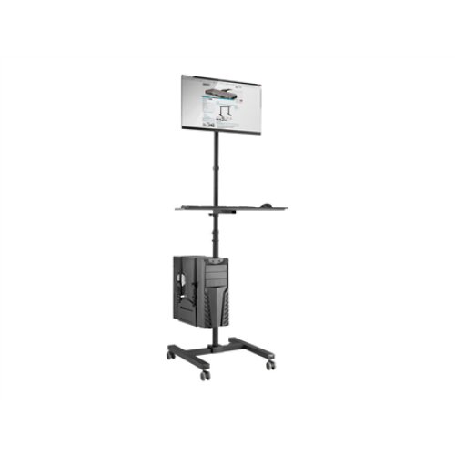 Mobile workstation with individual height adjustment , DA-90374 , Monitor Mount, PC Holder , 17-32 , Black