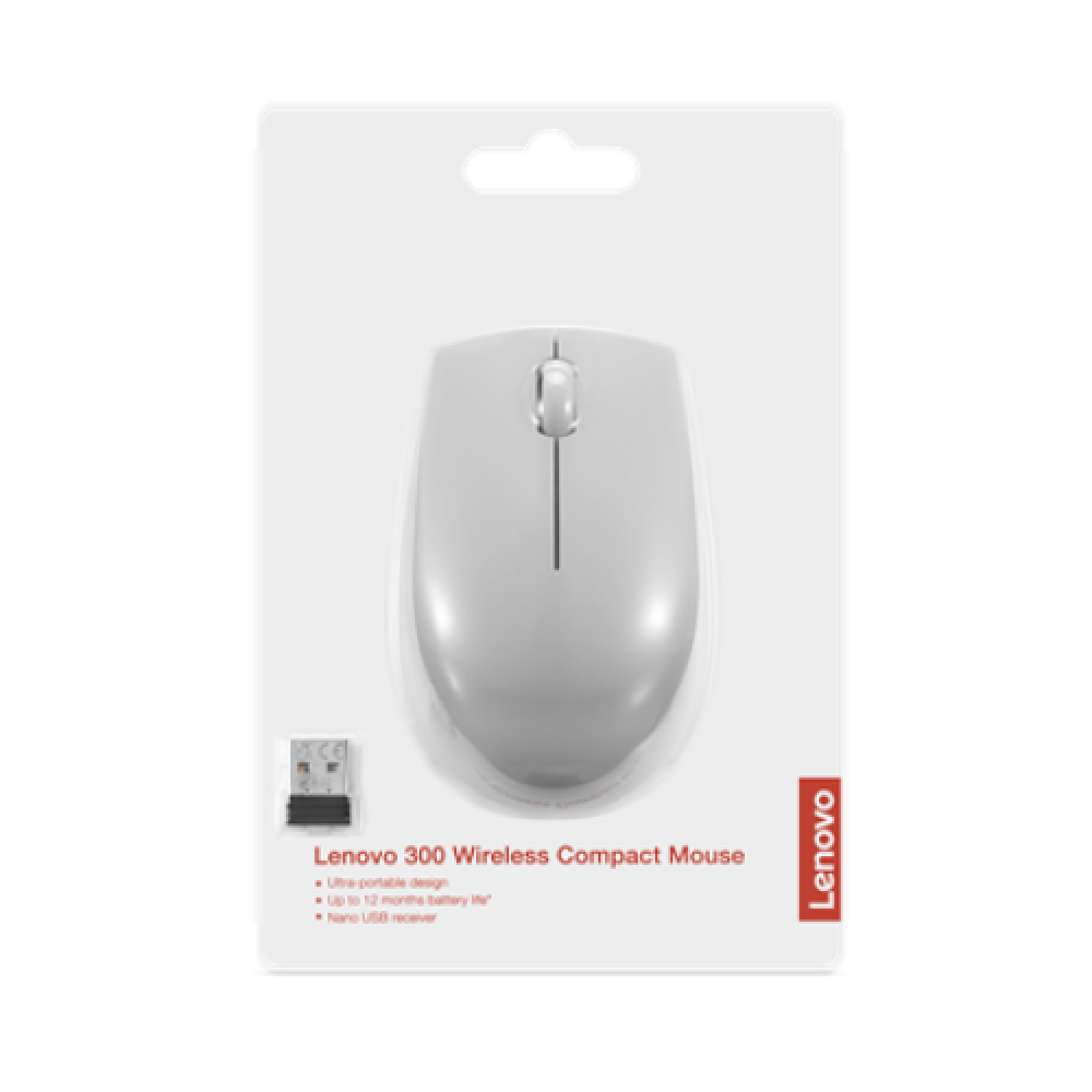 Lenovo , Compact Mouse with battery , 300 , Wireless , Arctic Grey