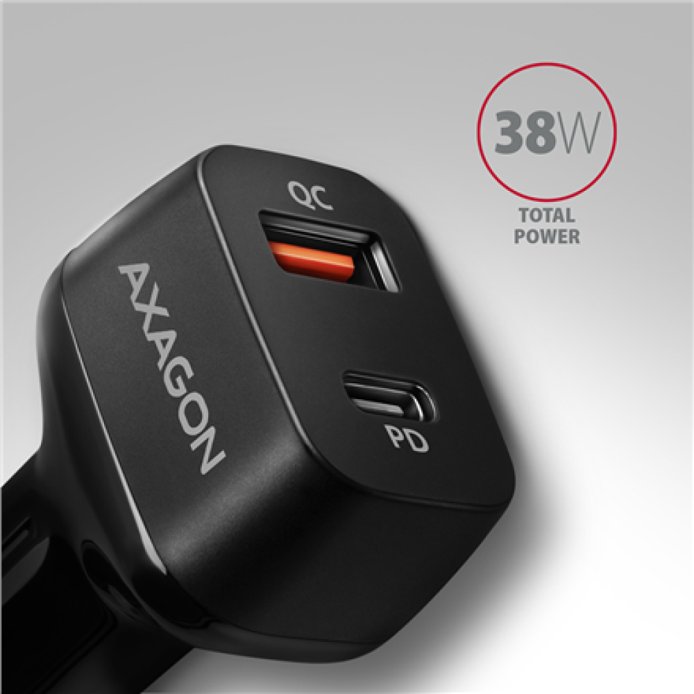 AXAGON Dual car charger, 38W , PWC-PQ38