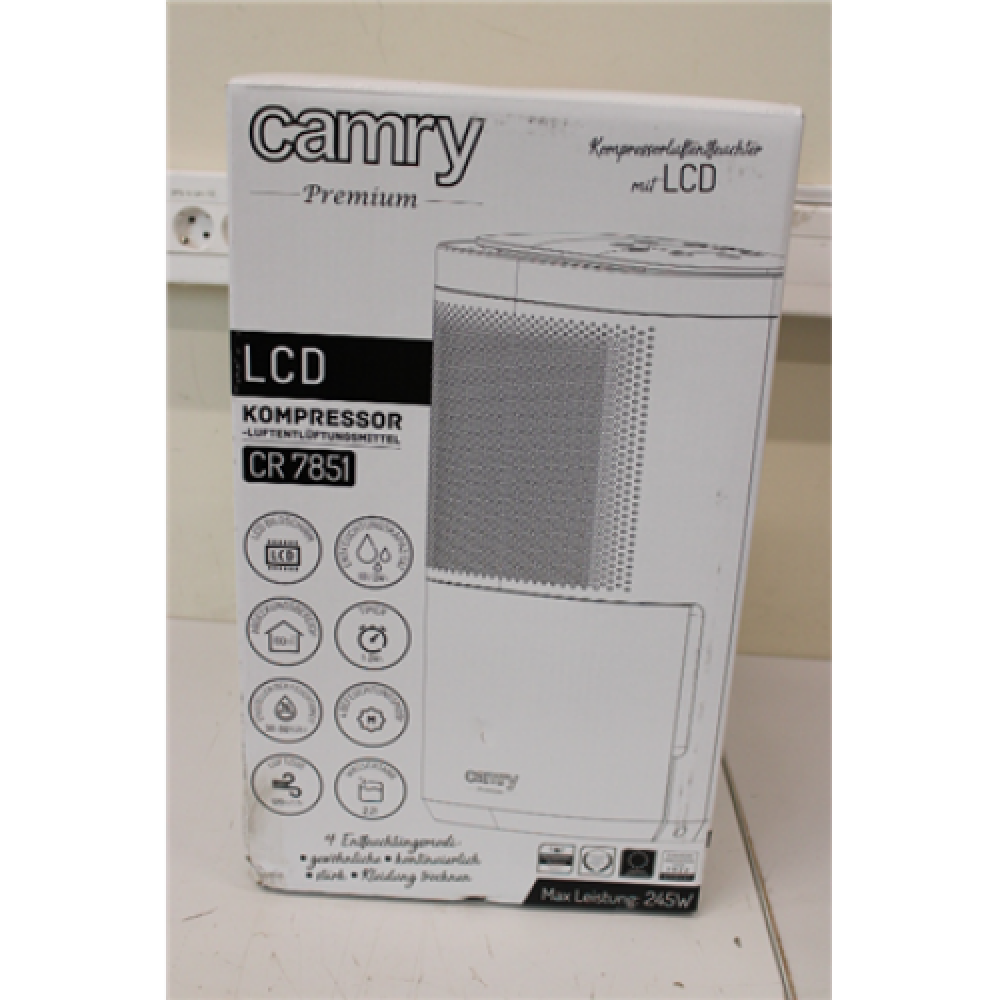 SALE OUT. Camry CR 7851 Air Dehumidifier, White , Air Dehumidifier , CR 7851 , Power 200 W , Suitable for rooms up to 60 m³ , Water tank capacity 2.2 L , White , DAMAGED PACKAGING, SCRATCHED ON FRONT