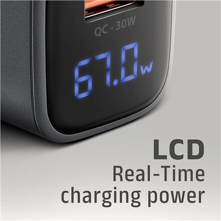 AXAGON Wall charger 67W, USB-A + USB-C, PD3.0/PPS/QC4+/SF , ACU-PQ67D