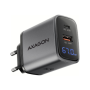 AXAGON Wall charger 67W, USB-A + USB-C, PD3.0/PPS/QC4+/SF , ACU-PQ67D
