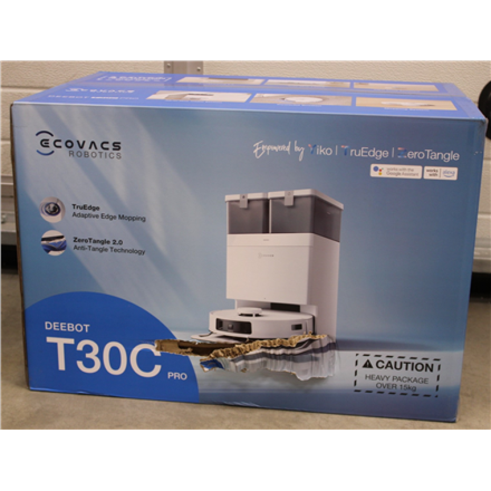 SALE OUT. Ecovacs DEEBOT T30C PRO Vacuum cleaner, Robot, Wet&Dry, 15000Pa, TruEdge, YIKO 2.0, 5200 mAh, White + Auto-empty station , Ecovacs Robotic Vacuum Cleaner , DEEBOT T30C PRO , Wet&Dry , Operating time (max) 200 min , Li-ion , 5200 mAh , Du