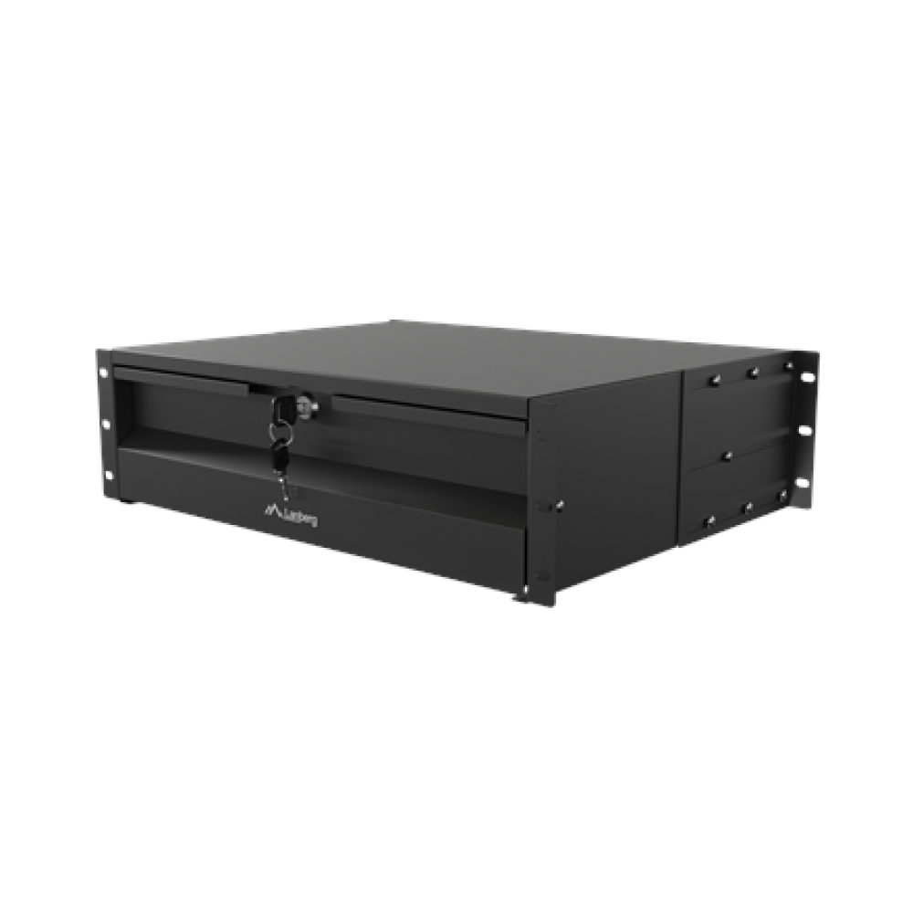 Lanberg 19 Drawer 3U, max load capacity up to 90 kg 4 point assembly , AK-2003-B , 48.26 x 36 x 13.2 cm , Black