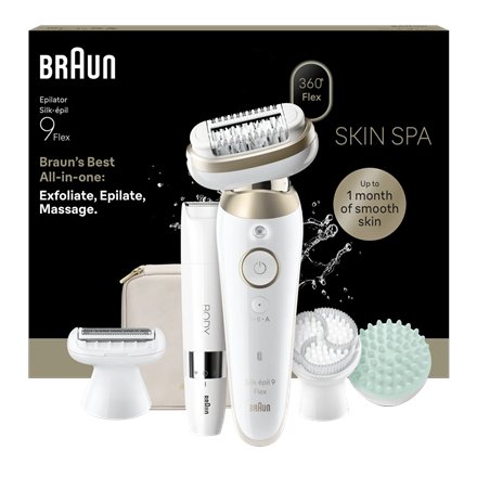 Braun Epilator , Silk-épil 9 Flex SkinSpa SES9-481 3D , Operating time (max) 50 min , Number of power levels 2 , Wet & Dry , White/Gold