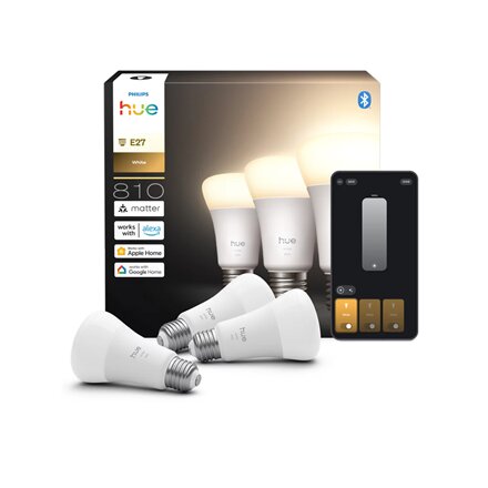 Philips Hue W 810 A60 3P EU , E27 , 7 W , Soft white light