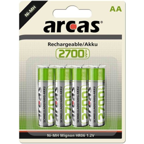 Arcas , 17727406 , AA/HR6 , 2700 mAh , Rechargeable Ni-MH , 4 pc(s)