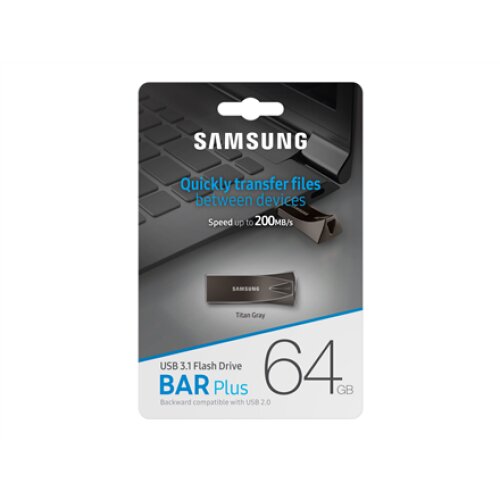 Samsung , BAR Plus , MUF-64BE4/APC , 64 GB , USB Type-A , Grey