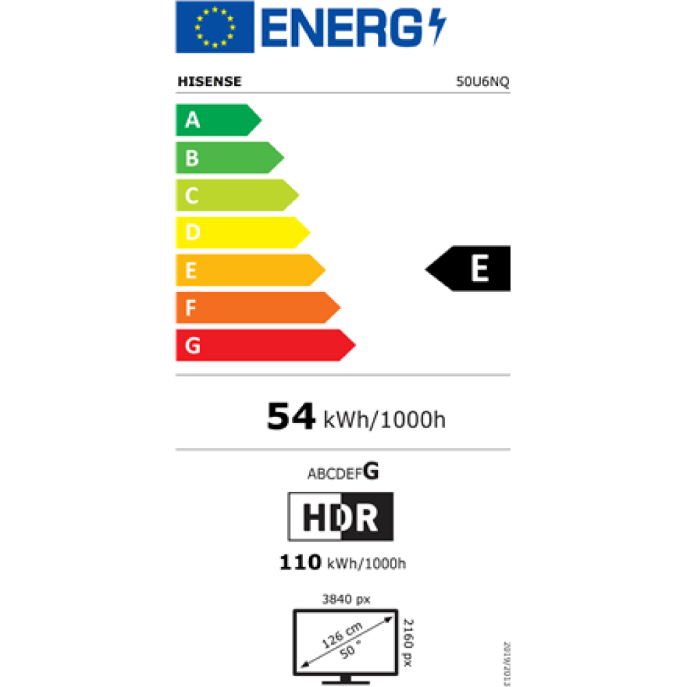 Hisense Mini LED Smart TV , 50U6NQ , 50 , Smart TV , VIDAA OS , UHD , Black