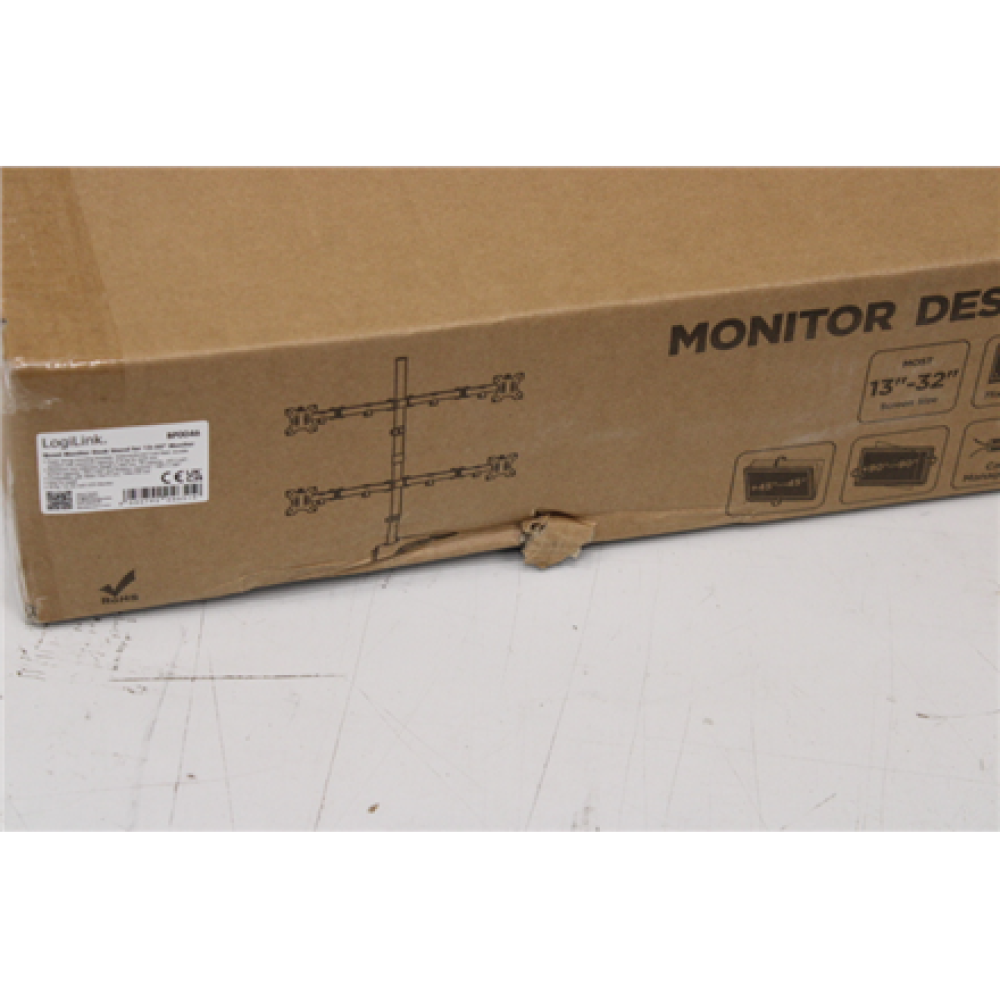 SALE OUT. Logilink BP0046 Quad Monitor Desk Stand 13-32 , Logilink , Desk Mount , BP0046 , 13-32 , Maximum weight (capacity) Carrying capacity of each arm: Max. 8 kg kg , DAMAGED PACKAGING , Black