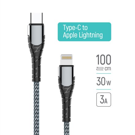 ColorWay Cable Type-C - Apple Lightning (PD Fast Charging) 3.0А (30W), 1m , CW-CBPDCL033-GR