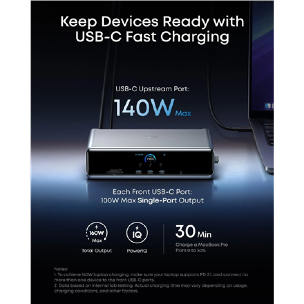 Anker Prime Docking Station (14-in-1, Triple Display, DisplayLink) , A83B33A1