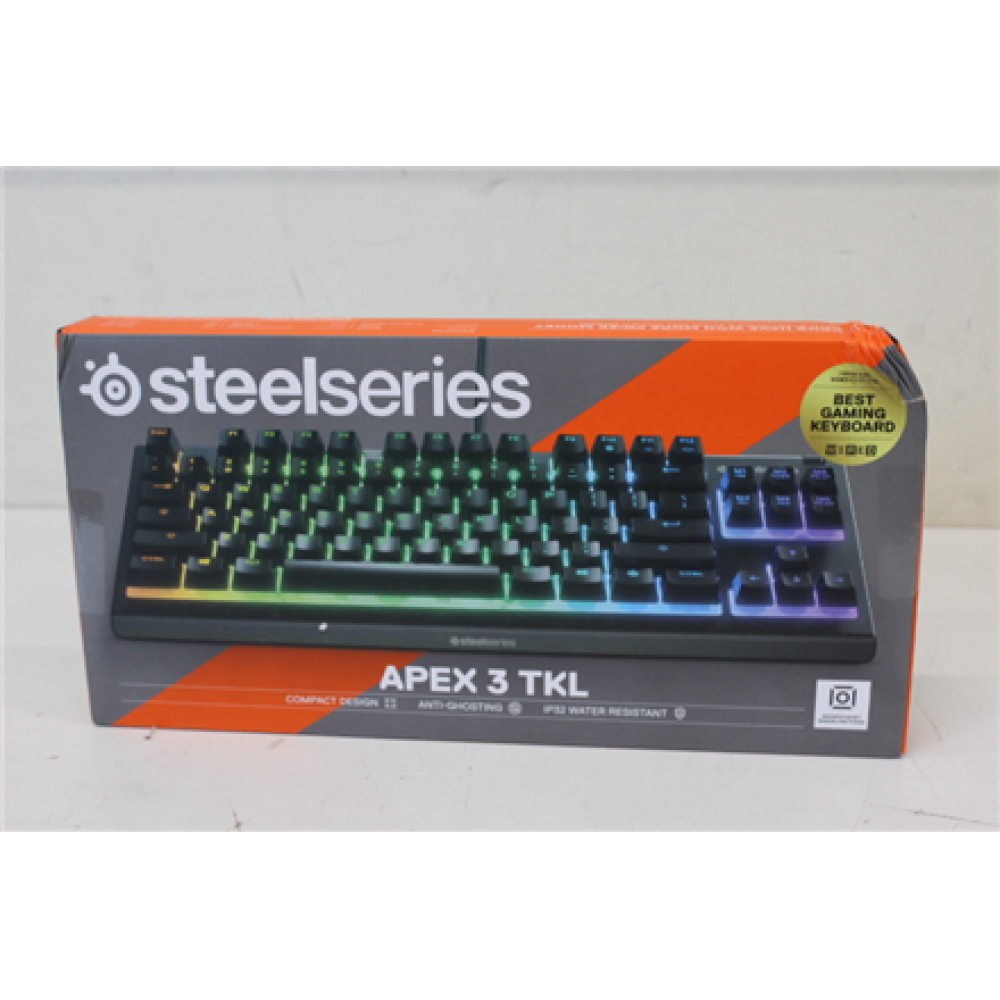 SALE OUT. SteelSeries Apex 3 Gaming Keyboard, TKL, US Layout, Wired, Black , SteelSeries , Gaming Keyboard , Black , Gaming keyboard , Wired , US , DAMAGED PACKAGING , Whisper-Quiet Switches