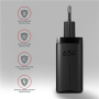 AXAGON GaN wallcharger 3x port (USB-A + 2x USB-C), 65W , ACU-DPQ65