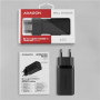 AXAGON GaN wallcharger 3x port (USB-A + 2x USB-C), 65W , ACU-DPQ65
