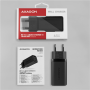 AXAGON GaN wallcharger 3x port (USB-A + 2x USB-C), 65W , ACU-DPQ65