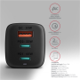 AXAGON GaN wallcharger 3x port (USB-A + 2x USB-C), 65W , ACU-DPQ65