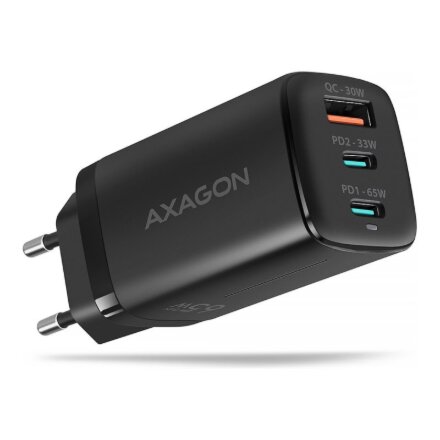AXAGON GaN wallcharger 3x port (USB-A + 2x USB-C), 65W , ACU-DPQ65