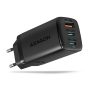 AXAGON GaN wallcharger 3x port (USB-A + 2x USB-C), 65W , ACU-DPQ65