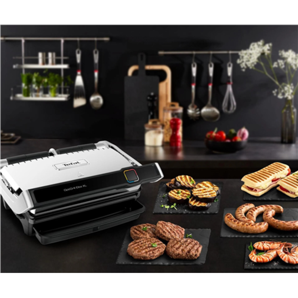 TEFAL , Electric Grill , GC760D30 OptiGrill Elite XL , Table , 2200 W , Black/Stainless Steel