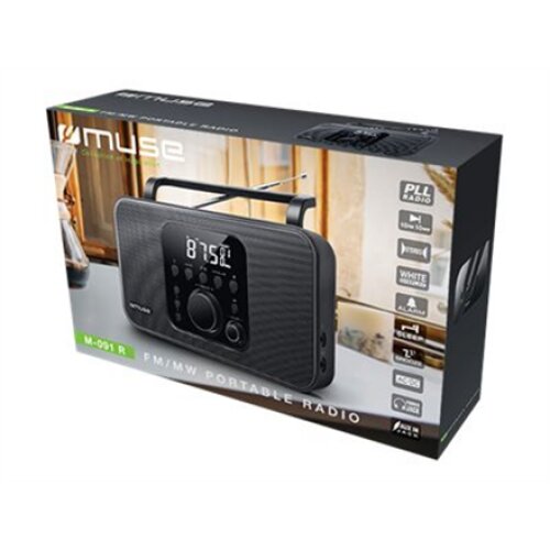 Muse , Radio , M-091R , Alarm function , AUX in , Black