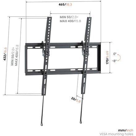 Vogels Wall mount , UP 4013 Tilting TV Wall Mount M , 32-65 , Tilt , Maximum weight (capacity) 45 kg , Black