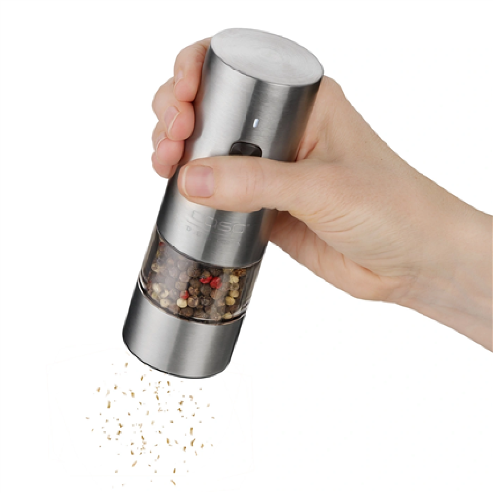 01836 Caso Salt and Pepper Grinder , SpiceDuo , Electric , Housing material Stainless steel , Lithium