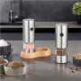 01836 Caso Salt and Pepper Grinder , SpiceDuo , Electric , Housing material Stainless steel , Lithium