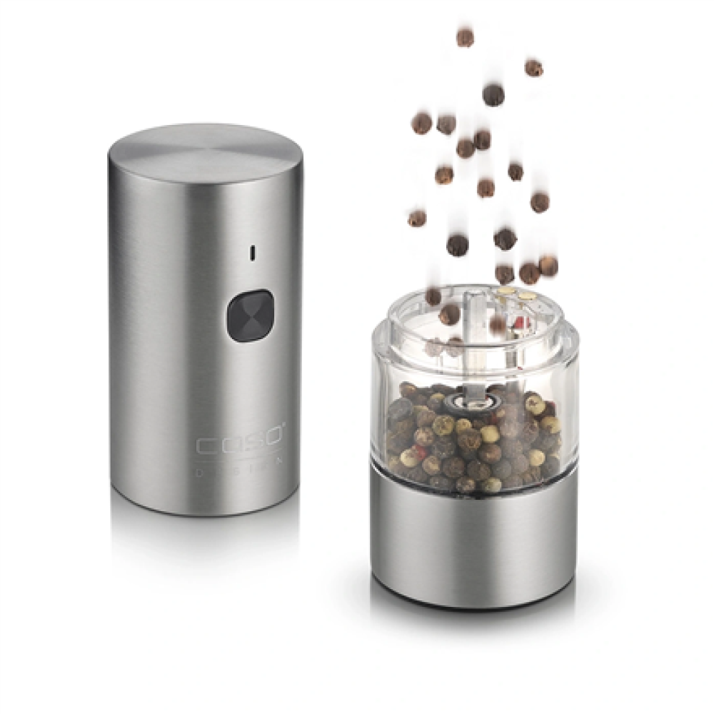 01836 Caso Salt and Pepper Grinder , SpiceDuo , Electric , Housing material Stainless steel , Lithium