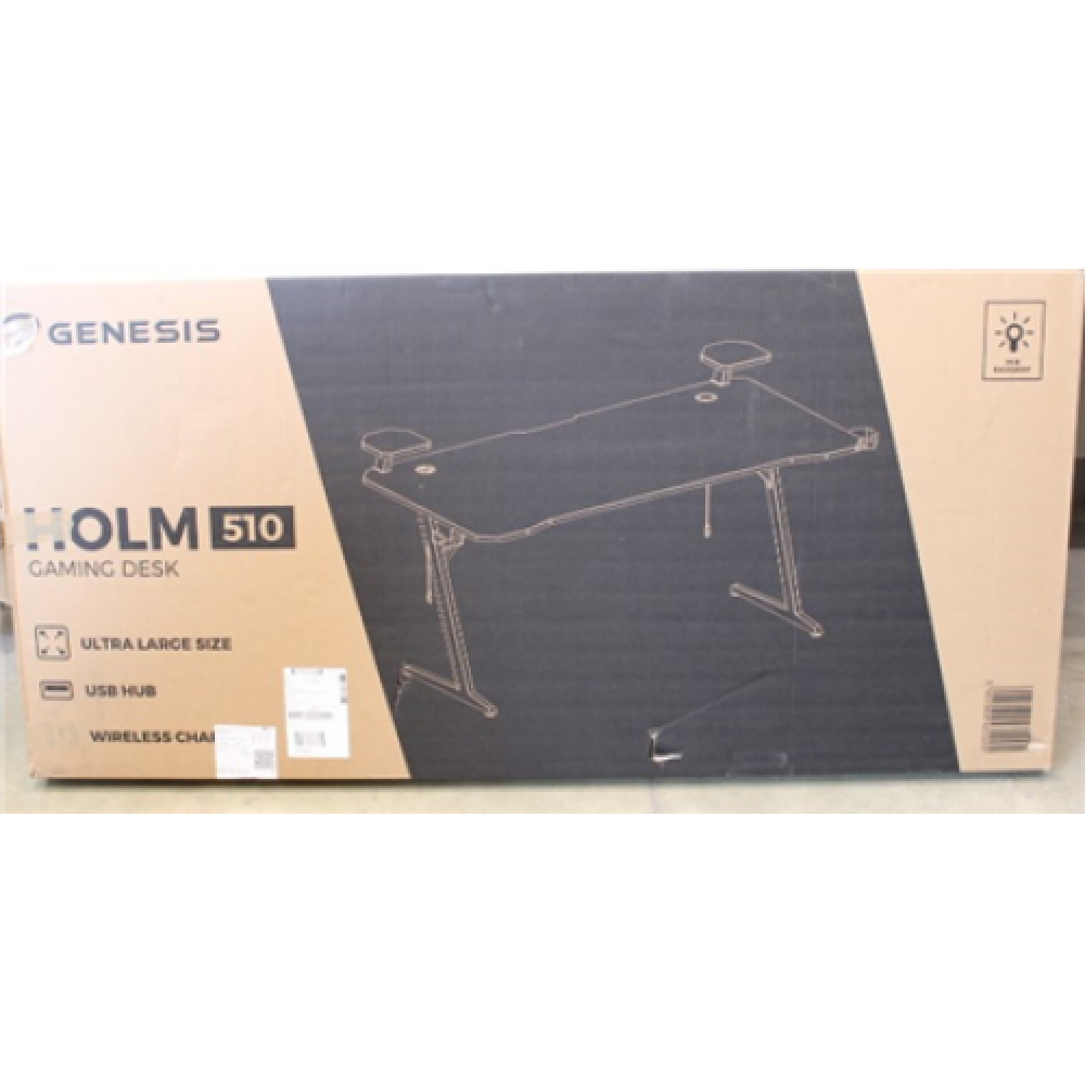 SALE OUT. Genesis Holm 510 RGB Gaming Desk, Black, DAMAGED PACKAGING, SCRATCHED ON TOP, MISSING KEY AND COVER , Genesis DAMAGED PACKAGING, SCRATCHED ON TOP, MISSING KEY AND COVER