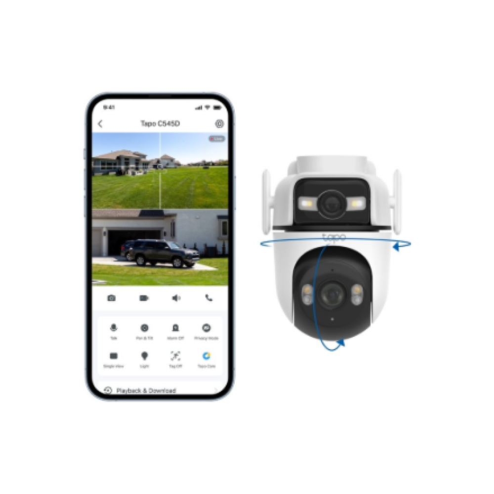 TP-LINK , Dual Lens Security Wi-Fi Camera , Tapo C545D , Dome , 3 MP , 6mm , IP66 , H.264 , MicroSD, up to 512 GB